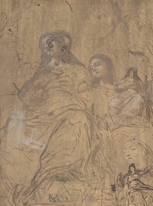 圣母升天的研究，1657-60。 作者 胡安·卡雷诺·德·米兰达