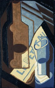 瓶子和杯子；瓶子和杯子，1921年 作者 胡安·格里斯