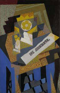 报纸和水果盘，1916年 作者 胡安·格里斯