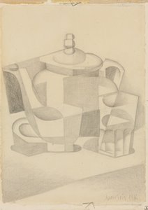 静物与茶壶； 1916年自然剧院 作者 胡安·格里斯
