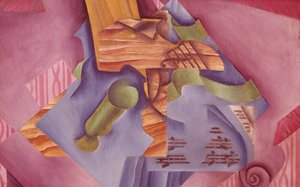 胡安·格里斯（Juan Gris，1887-1927 年）的小提琴和玻璃静物画，布面油画，46x73 厘米 作者 胡安·格里斯