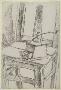 咖啡研磨机（1911年）（纸上的木炭） 作者 胡安·格里斯
