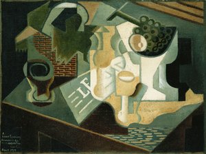 大楼前的桌子； La Table Devant le Battiment，1919年 作者 胡安·格里斯