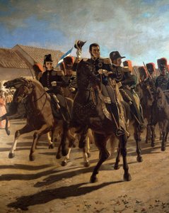 何塞-德-圣马丁将军（1778-1850 年）与参谋人员在智利兰卡瓜视察部队