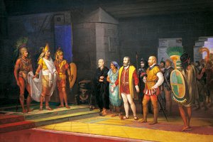 埃尔南-科尔特斯在墨西哥会见蒙特祖马 作者 胡安·奥尔特加