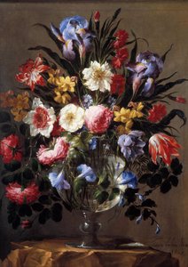 一束鲜花。 胡安·德·阿雷拉诺 (Juan De Arellano) 的绘画 (1614-1676) Ec。 特别是