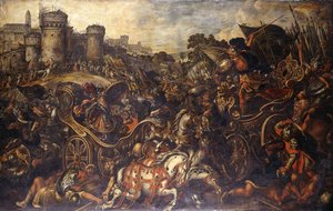 阿特拉斯在特洛伊城外面对赫克托， 作者 Juan de la Corte