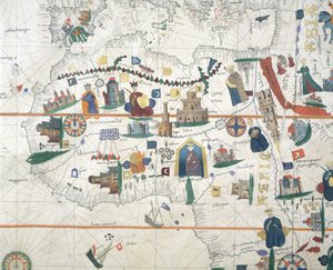 非洲和地中海盆地详图，由胡安-德拉科萨绘制，海图