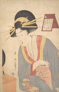 涂抹化妆品的女人，18世纪末。 作者 关城十香