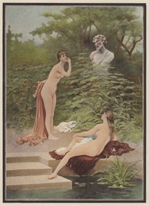 嘲弄，妇女洗澡（彩色石版画） 作者 朱尔斯（后）斯卡尔伯特
