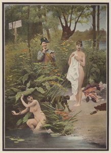 正在洗澡的妇女（彩色石版画） 作者 朱尔斯（后）斯卡尔伯特