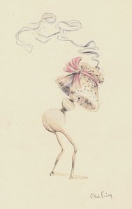 人物，可能代表一个香水瓶（彩色平版印刷）。 作者 朱尔斯·亚伯·费弗尔