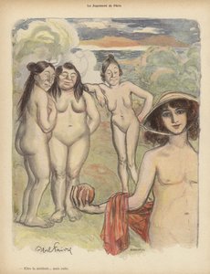巴黎的审判（彩色平版印刷）。 作者 朱尔斯·亚伯·费弗尔