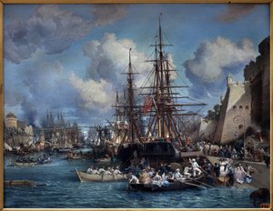 1864 年的布雷斯特港（法国）。 Jules Noel (1815-1881) 的绘画。 布面油画
