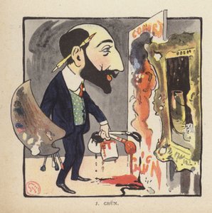 Self-portrait of French painter and illustrator Jean-Alexandre Grun (colour litho) 作者 朱尔斯·亚历山大·格鲁恩（Jules Alexandre Gruen）或格伦（Grun）