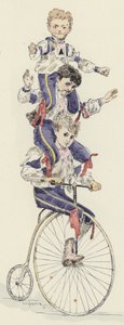 骑自行车的行为（彩色石版画） 作者 朱尔斯·阿森（后）卡尼尔