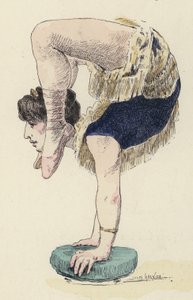 女体操运动员做手倒立（彩色石版画） 作者 朱尔斯·阿森（后）卡尼尔