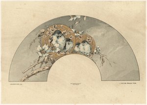 鸟类，来自&39;装饰幻想&39;的板2，由Gillot雕刻，由Jules Rouam出版，巴黎艺术书店，1887年（彩色雕刻） 作者 朱尔斯·奥古斯特·哈伯特·戴斯