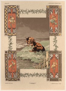 奶牛，来自&39;装饰幻想&39;的39号板，由Gillot雕刻，由Jules Rouam出版，巴黎艺术书店，1887年（彩色雕刻） 作者 朱尔斯·奥古斯特·哈伯特·戴斯