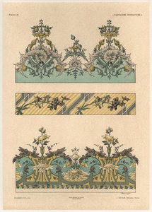 花卉图案，来自&39;装饰幻想&39;的44块，由Gillot雕刻，由Jules Rouam出版，Librairie de l&39;Art，巴黎，1887年（彩色雕刻）