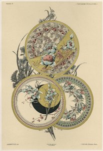 鲜花和苍蝇，来自&39;Fantaisies装饰品&39;的12号板，由Gillot雕刻，由Jules Rouam出版，巴黎Librairie de l&39;Art，1887年（彩色雕刻）