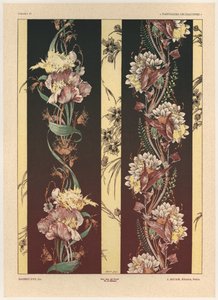 鲜花，来自&39;装饰幻想&39;的板21，由Gillot雕刻，由Jules Rouam出版，巴黎艺术书店，1887年（彩色版画）