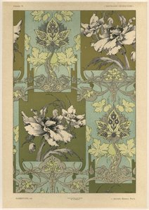 鲜花，来自&39;装饰幻想&39;的25块，由Gillot雕刻，由Jules Rouam出版，巴黎艺术书店，1887年（彩色版画） 作者 朱尔斯·奥古斯特·哈伯特·戴斯