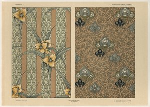鲜花，来自&39;装饰幻想&39;的34块，由Gillot雕刻，由Jules Rouam出版，巴黎艺术书店，1887年（彩色版画）