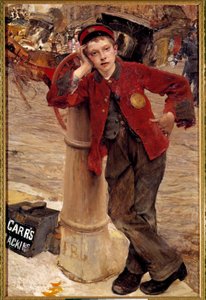 The Little English Shoe Shine Painting by Jules Bastien Lepage (1848-1884) 1882 Sun. 0,89x1,32 m Paris, Decorative Arts
