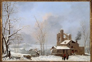 Cesar Van Loo (1743-1821) 18 世纪 Quimper 的冬季风景画，美术博物馆 作者 朱尔斯·塞萨尔·丹尼斯·范卢