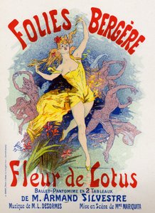 艺术。娱乐。莲花，巴黎Folies Bergeres剧院的芭蕾舞。法国Jules Cheret的海报 作者 朱尔斯·切雷特（Jules Cheret）