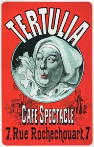 艺术。娱乐。Tertulia，在巴黎Spectacle咖啡馆的表演。Jules Cheret的海报，约1870年（海报）。 作者 朱尔斯·切雷特（Jules Cheret）
