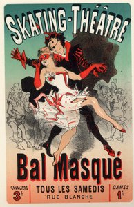 Entertainment. Theatre. Masquerade Ball at the Skating Theatre, Paris. Poster by Jules Cheret, France, c.1875 (poster) 作者 朱尔斯·切雷特（Jules Cheret）