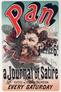 文学。潘》，讽刺性报纸。Jules Cheret的海报，英国，约1880年（海报）。 作者 朱尔斯·切雷特（Jules Cheret）