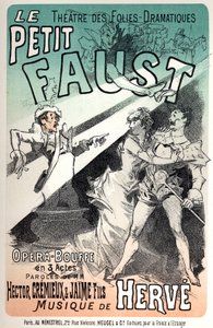 Music. The little Faust, operetta by Herve. Poster by Jules Cheret for a representation in Paris 作者 朱尔斯·切雷特（Jules Cheret）