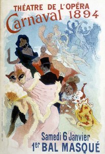 Cherret为1894年在歌剧院举行的狂欢节制作的海报。 作者 朱尔斯·切雷特（Jules Cheret）