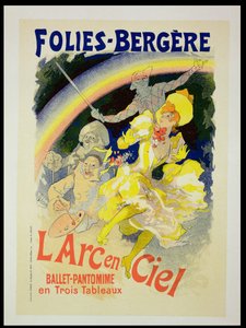 复制海报广告&39;The Rainbow&39;，由Folies-Bergere提出的芭蕾舞剧，1893年
