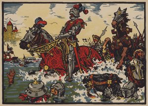 1476年6月22日，瑞士人在莫拉特战役中对勃艮第人的胜利（彩色平版印刷）。