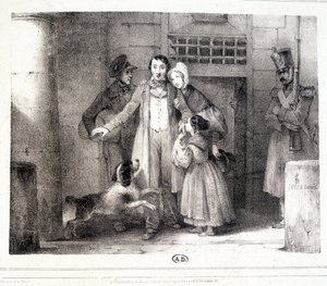 离开监狱并与家人团聚的男子，约1830年。 作者 朱尔斯·大卫