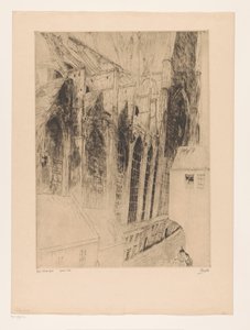 根特圣尼古拉教堂侧墙景观
甘特圣尼古拉教堂（物体上的标题）
Rue du Chapeau Rouge a Gand 作者 Jules De Bruycker（艺术家签名）