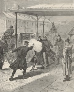 米哈伊尔-洛里斯-梅利科夫伯爵的暗杀事件。摘自《世界画报》，1880年。 作者 儒勒·笛卡尔·费拉