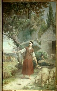 圣女贞德 (1412-1431) 13 岁时在她位于洛林的家乡 Domremy 饲养她父亲的羊 儒勒·列内普 (Jules Lenepveu) 的画作 (1819-1898) 19 世纪巴黎，万神殿