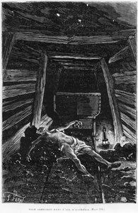 “她在窒息的空气中奄奄一息”，由埃米尔佐拉（1840-1902）的“Germinal”插图，由Desire Dumont（19世纪）雕刻，1886年版