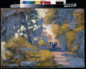 阳光明媚的路。 儒勒·莱昂·弗兰德林 (Jules Leon Flandrin) 的绘画 (Jules Leon Flandrin) 作者 朱尔斯·弗兰德琳