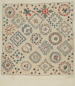 贴花盖毯，约1936年。