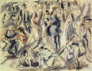 美国海滩； Plage American，约1917年 作者 朱尔斯·帕辛