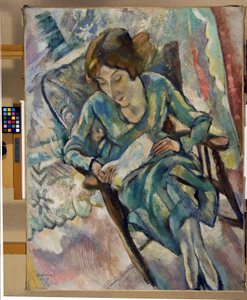 绿读书的女孩，1917年 作者 朱尔斯·帕辛