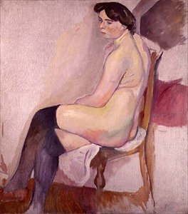 穿黑丝袜的裸体，约1906年（布面油画