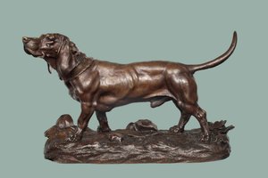 巴吉度猎犬（青铜色带褐色） 作者 朱尔斯·皮埃尔·莫尼格斯（Jules Pierre Moigniez）