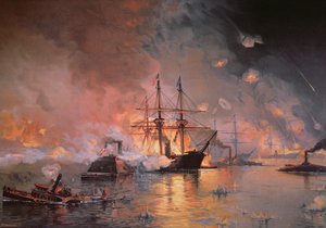 1862 年 4 月 24 日，联盟旗官大卫·G·法拉格特攻占新奥尔良（布面油画）